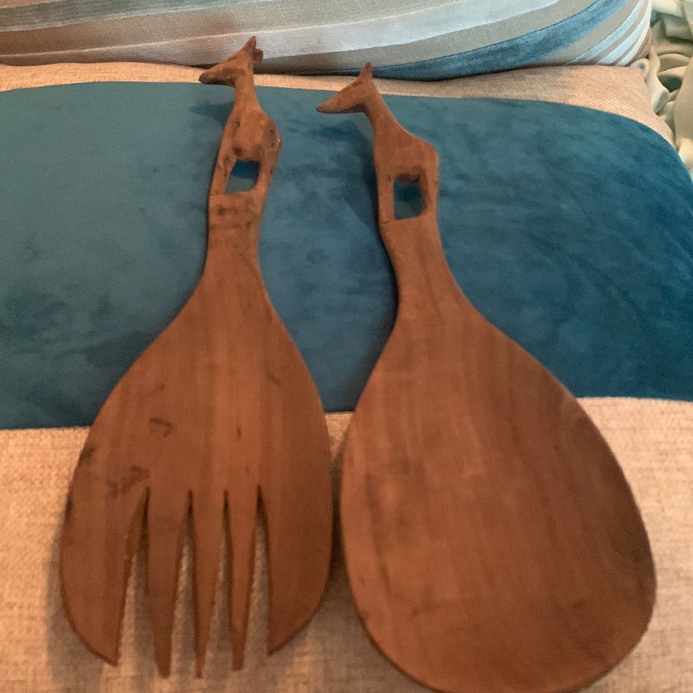 Hand made Wooden salad tongs